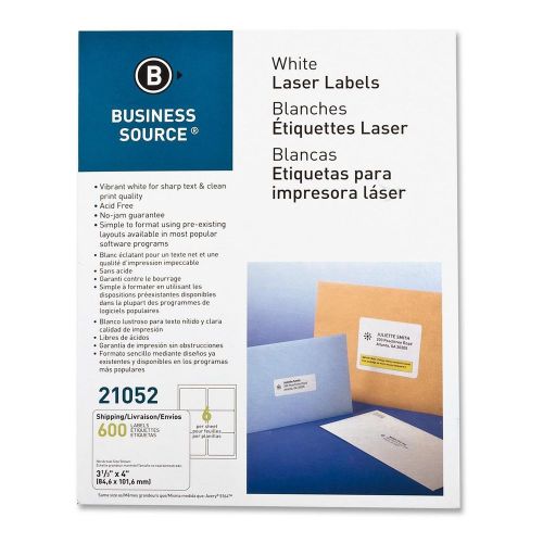 Business Source Shipping Label ,(3 1/3&#034; Width x 4&#034; Length) 600lbl/PK, (5/PK)