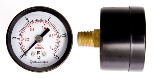 2&#034; utility pressure gauge - blk.steel 1/4&#034; npt center back 400psi for sale