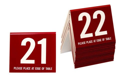 Plastic Table Numbers 21-40, Tent Style, Burgundy w/white number, Free shipping