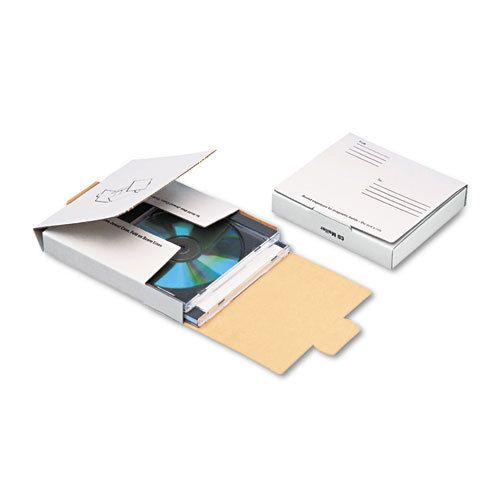 Quality Park Corrugated CD/DVD Mailer, 5 3/4 x 5 3/4, White, Recycled