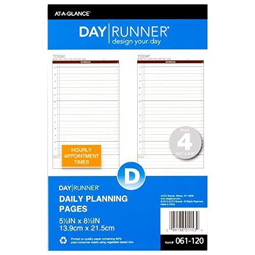Day Runner Today Daily Undated Calendar Pages, 5-1/2&#034; x 8-1/2 &#034;, Size 4 (061-...