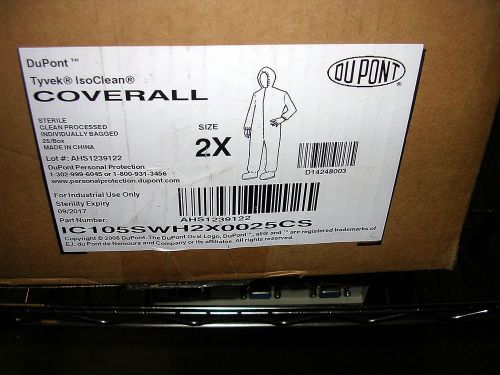 Dupont tyvek isoclean sterile coverall 2x  white 25  per box  class 100 for sale