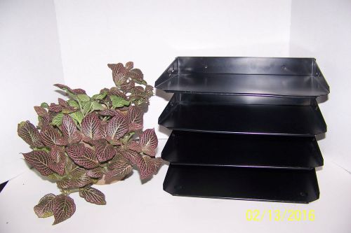 Industrial Vintage Lit-Ning 4 Shelf Brown Metal Paper File Folder Desk Organizer