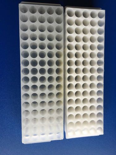 2 x 80-Well Microcentrifuge Tube Rack for Storage &amp;Freezing. White &amp; Clear