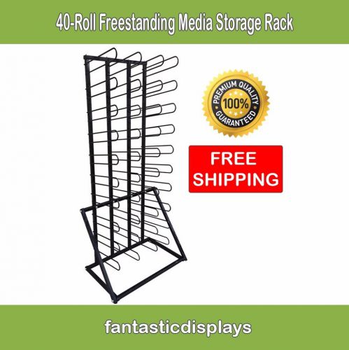 Media Rack Floor Storage Freestanding Holds 40 Roll Vinyl Printing for Sign Shop
