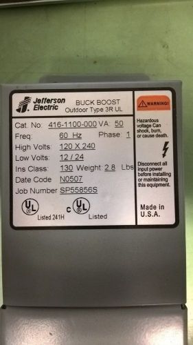 Jefferson Electric 416--1100-000 Transformer PRI 120 x 240 SEC 12/24