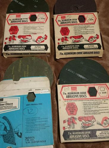 Lot of 31 Aluminum Oxide Resin Fibre Discs  7&#034; fine (80) &amp; medium (50) vintage