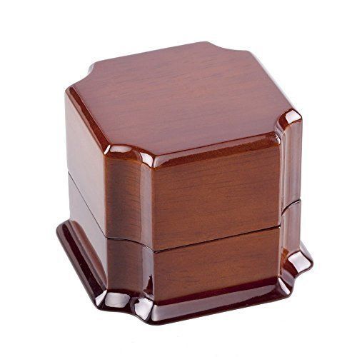 Jewelry Ring Box Mohogany Wood w/ Off White Leather Interior