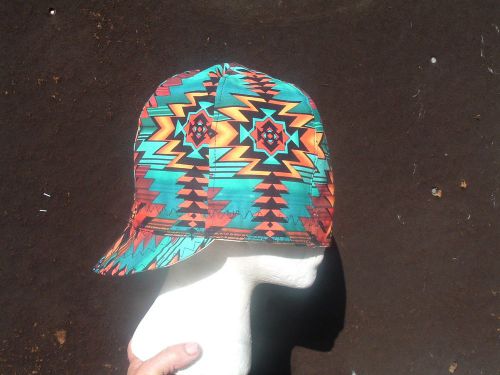 WILD ZIG ZAG in Turquoise/Rust  REVERSABLE WELDING CAP  you pick style,size