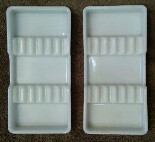 Set of 2 American Cabinet Co, Milk Glass, Dental Instrument Trays, Scalers, etc