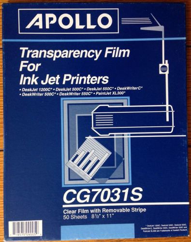 Apollo Transparency Film for Ink Jet Printers CG7031S 35 Sheets Removable Stripe
