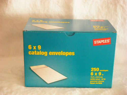 250PK Staples 6&#034; x 9&#034; Economy White Wove Catalog Envelopes 247668