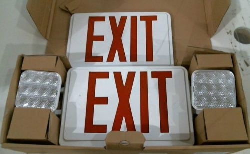 Torchstar all led dual/single face combo exit sign and emergency light, red for sale