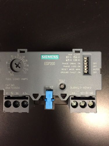 Siemens ESP200 Overload Relay. 5.5-22 Amps.  48ATD3S00. 3UB8123-4DW2
