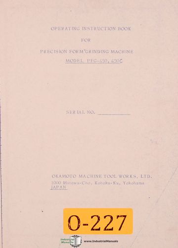 Okamoto PFG-450 and PFG450C, Grinding Operations and Maintenance Elect Manual
