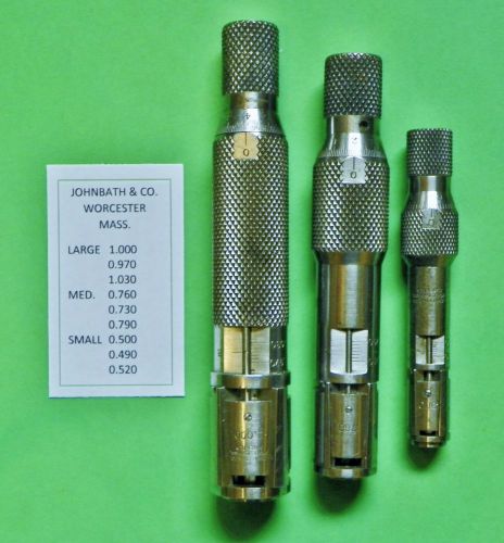 John Bath &amp; Co. Internal Micrometer set of 3 Pat. 1924 and 1929