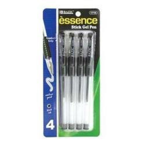 Bazic BAZIC Essence Black Color Gel-Pen w/ Grip (4/Pack)