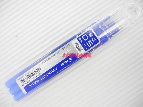 3 refills for pilot frixion 0.5mm extra fine erasable gel roller ball pen, blue for sale