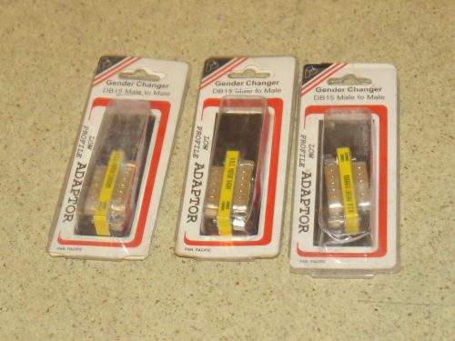 PAN PACIFIC GENDER CHANGER DB15 MALE TO MALE LOW PROFILE ADAPTOR - LOT OF 3 NEW
