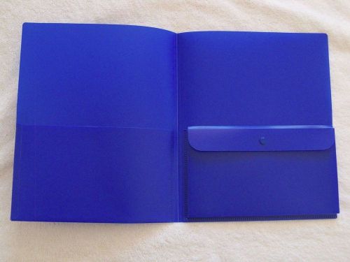 5 Pack Smead 87701 Poly Two-Pocket Folder with Security Pocket, Letter Blue