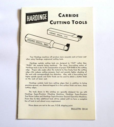 HARDINGE DH-4 CARBIDE CUTTING TOOLS BROCHURE