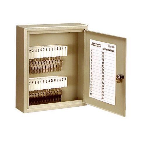 Buddy Products Steel Key Cabinet - 30 Hooks 3 x 12 x 10 Inches Gray (0130-1)