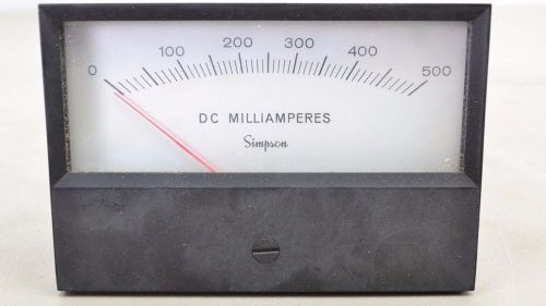 Simpson DC Milliamperes 0 to 500 Rectangle Gauge