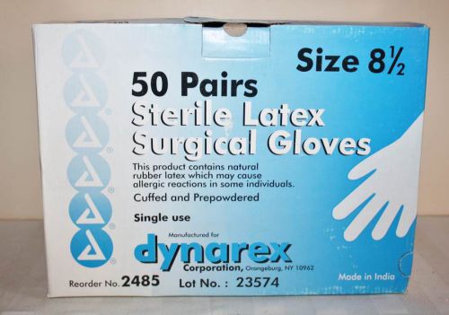 DYNAREX STERILE LATEX SURGICAL GLOVES 50 PAIRS BOX SIZE 8 1/2
