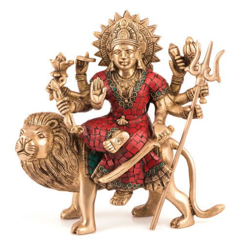 Statue Durga Goddess Hindu Maa Brass Devi Kali Idol Figurine Lion  New brand