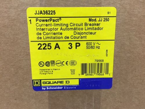 JJA36225 - New in Box - Square D Schneider - 3 pole 225 amp 600v - 65kAIC @ 480V