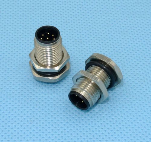 M12 thread locking connector male 8pin front panel mount solder type x1pcs for sale