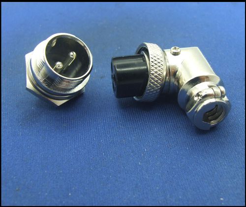 2 set GX16 2-Pin Aviation plug Radio 16mm XLR Right Angle Connector for Charger