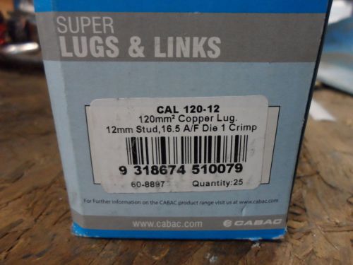 CABAC 120mm? Cable Lugs (25) Non Insulated Terminals Battery 12mm  hole