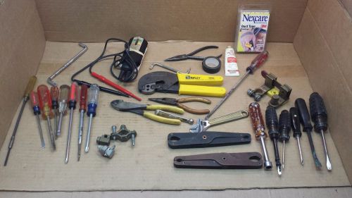 Electrician Tools: Ideal Voltage Tester, Klein Adjustable wrench, Cable Crimp..