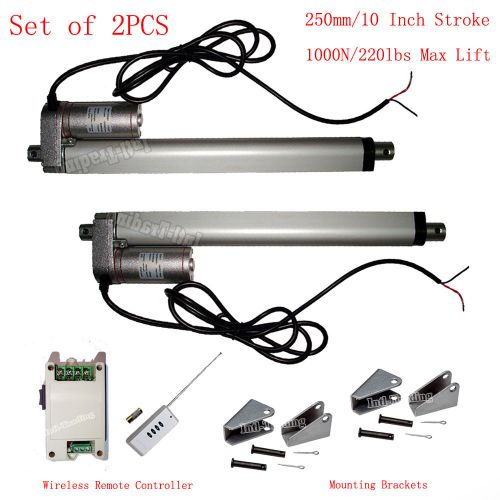 2 linear actuators 10&#034; stroke 12volt dc motor w/ bracket wireless controller set for sale
