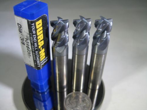 LOT ( 3 ) DURA MILL CARBIDE 3/8&#034; CHIP BREAKER ROUGHING END MILL ALUMINUM MILLING