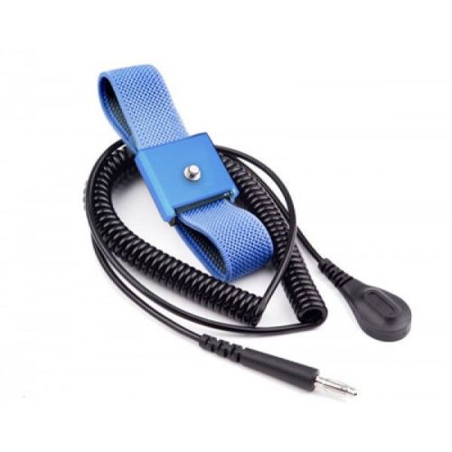 Transforming technologies single wire adjustable premium blue fabric wrist strap for sale