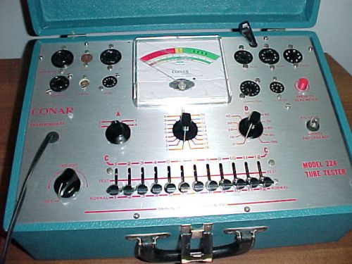 Conar Model 224 Tube Tester Tested &amp; Working + Manual &amp; Charts Nice Condition