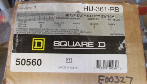 Square D HU-361-RB 30Amp 600V NEMA 3R Safety Switch