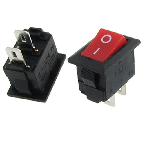 20pcs AC 250V 3A Red Button 2 Pin SPST On/Off Snap in Boat Rocker Switch 15x10mm