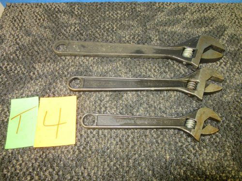 3 crescent wrench adjustable 12&#034; 10&#034; 8&#034; tool set usa military surplus used for sale