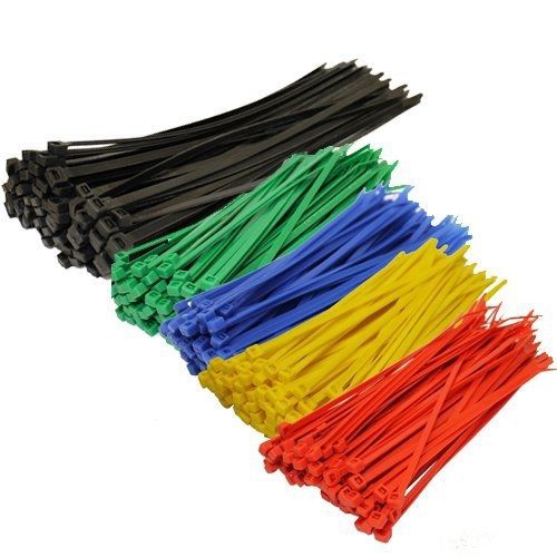 Topzone® assorted color nylon cable zip ties self locking, 250-piece for sale