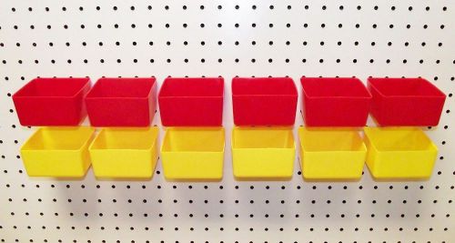 Wallpeg board bins 12 pack hooks to peg tool board - workbench- red &amp; yellow tu for sale