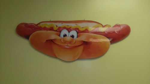 5&#039; Hot Dog Sign with Happy Face,  Signs with Character MUST SEE COOL !!!