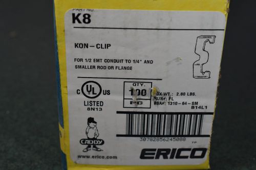 CADDY K8 KON CLIP FOR 1/2” EMT CONDUIT TO 1/4” AND SMALLER ROD OR FLANGE BOX 100