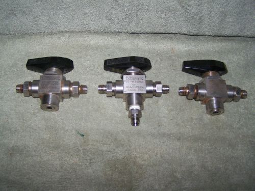 Lot of (3) WHITEY 2-Way Valve 10,000 PSI SS-H83PS4