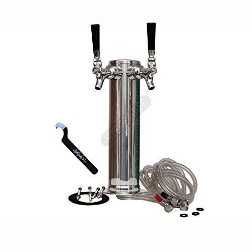 HomeBrewStuff Stainless Steel Double Draft Beer Tower w/ Chrome Faucets + Free