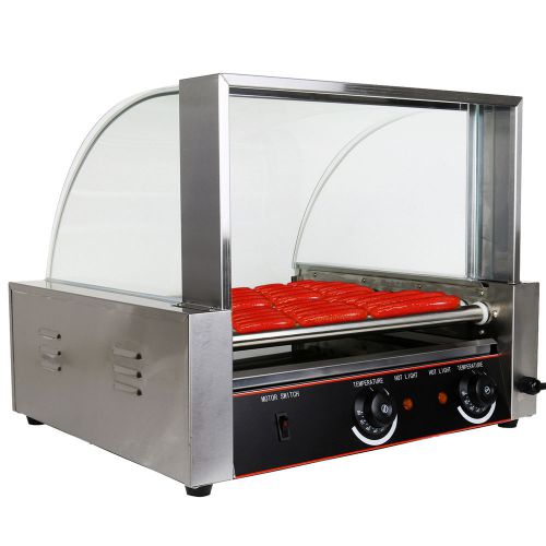 30 Stainless  Hot Dog 11 Roller Grill Cooker Machine 2200w W/ Cover CE