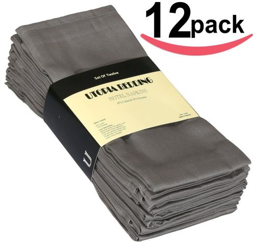Utopia 12 Premium Cloth Napkins Soft Durable Generous Size 18&#034; x 18&#034; Steel Grey