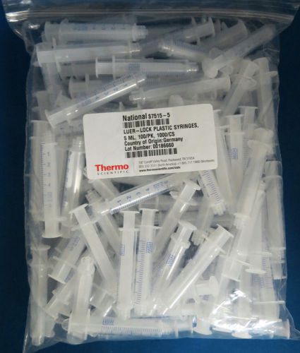 Thermo Scientific National 5mL Luer-Lok Syringes Disposable S7515-5 Pk/100